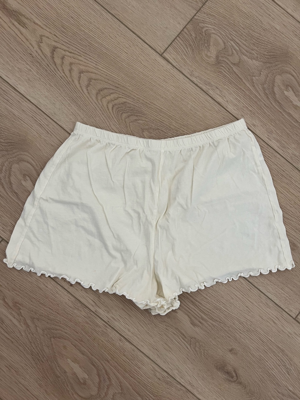 aerie Cream Ruffle-Trim Sleep Shorts